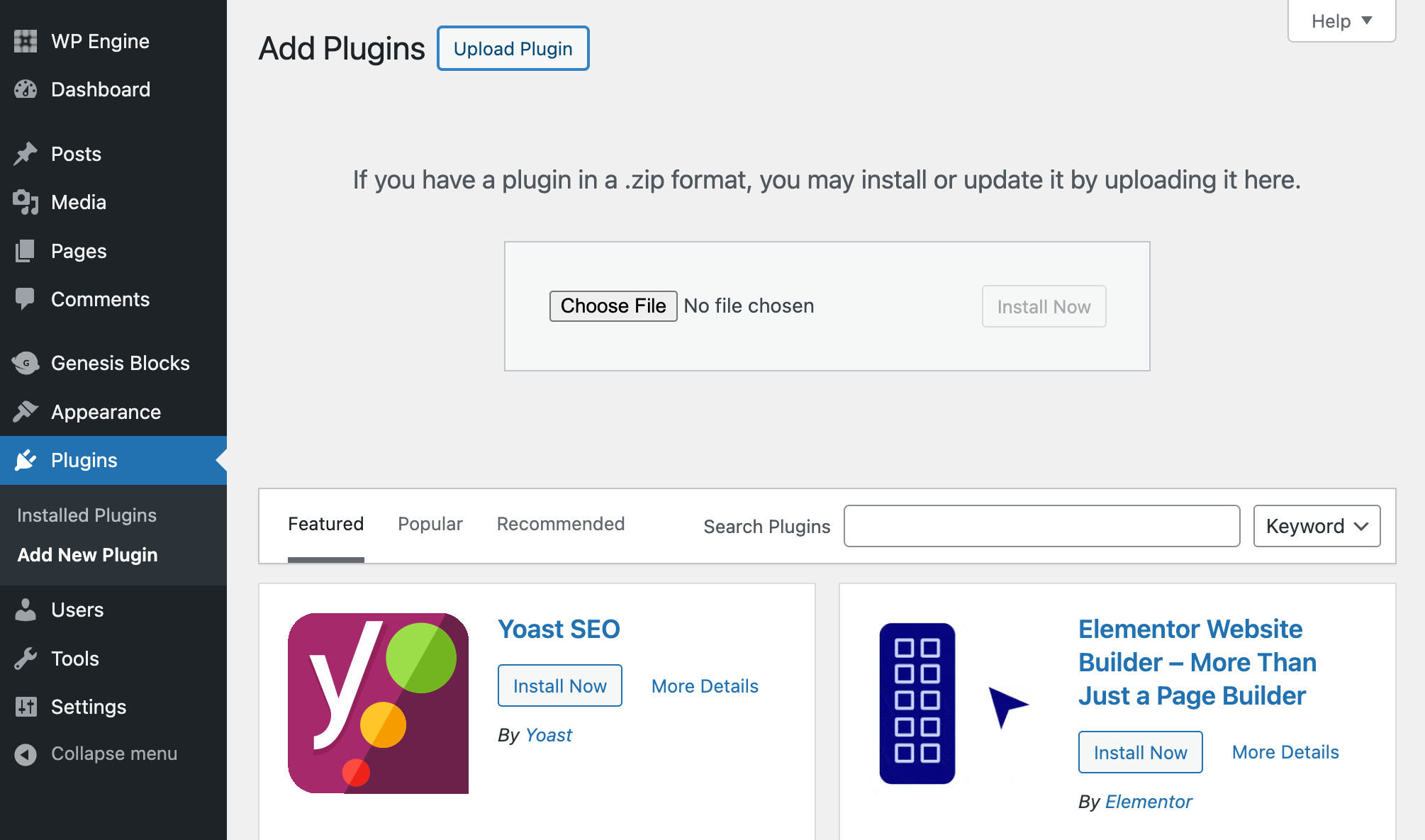 The “Add Plugins” page.